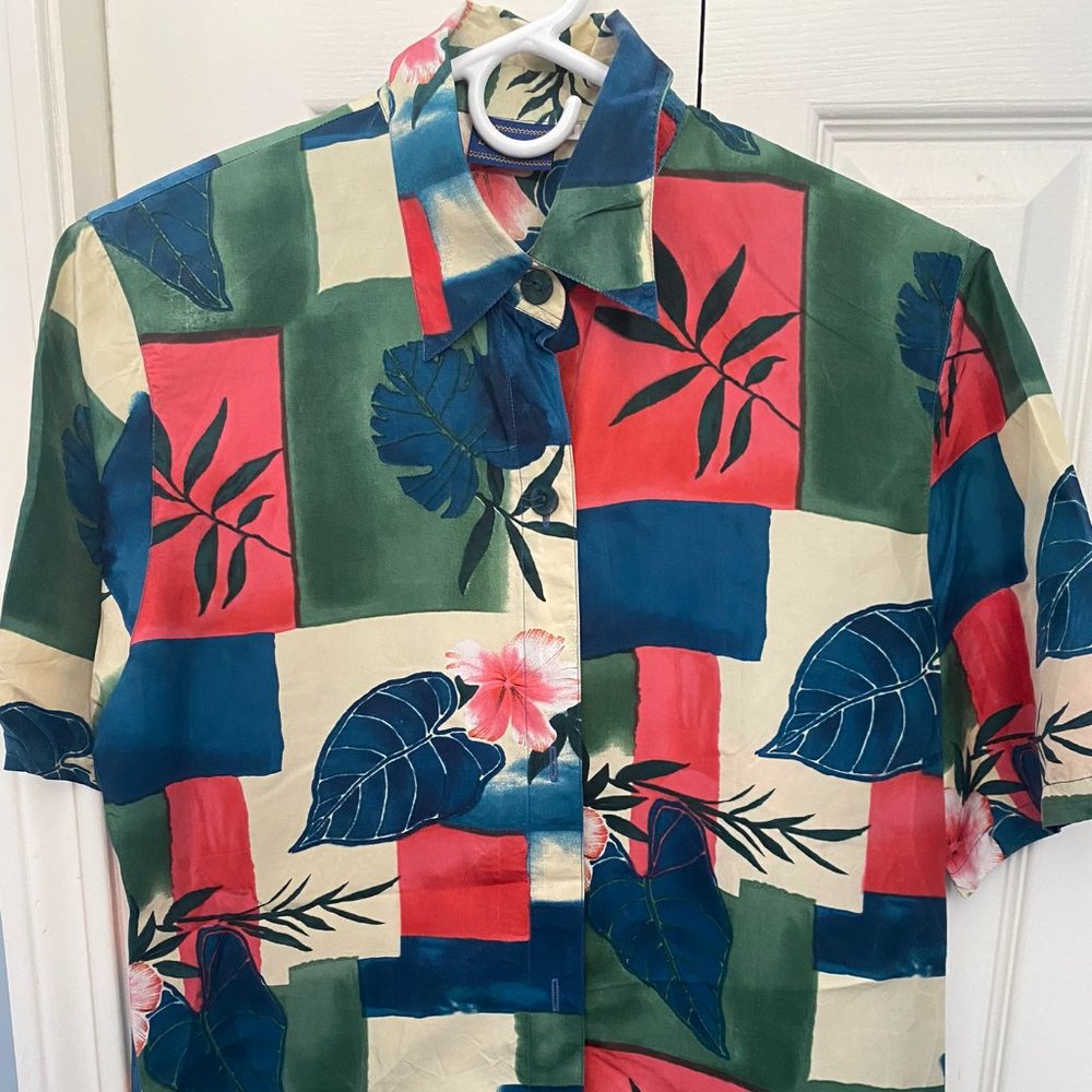 Vintage Italian - Biaggini- 100% silk shirt size 38-Medium